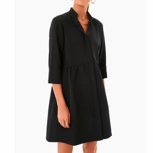 Tuckernuck Women's Black Stretch Crepe Royal Shirt Dress Mini Half Sleeve Size M